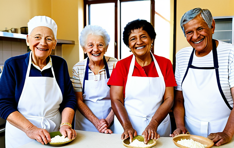 Senior Center Activity**
"A diverse group of fully clothed senior citizens participating in a cooking class at a bright and cheerful community center in France. They are wearing appropriate attire for cooking, such as aprons. The scene is filled with natural light and features well-formed hands and natural body proportions. safe for work, appropriate content, professional, family-friendly, perfect anatomy, correct proportions."
**