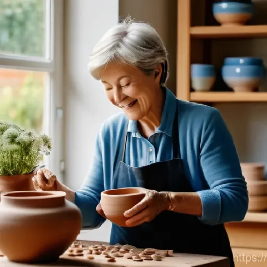 노인 자존감 향상 - **A Vibrant Act of Rediscovery:** A beaming, active woman in her late 70s, with a stylish short hair...